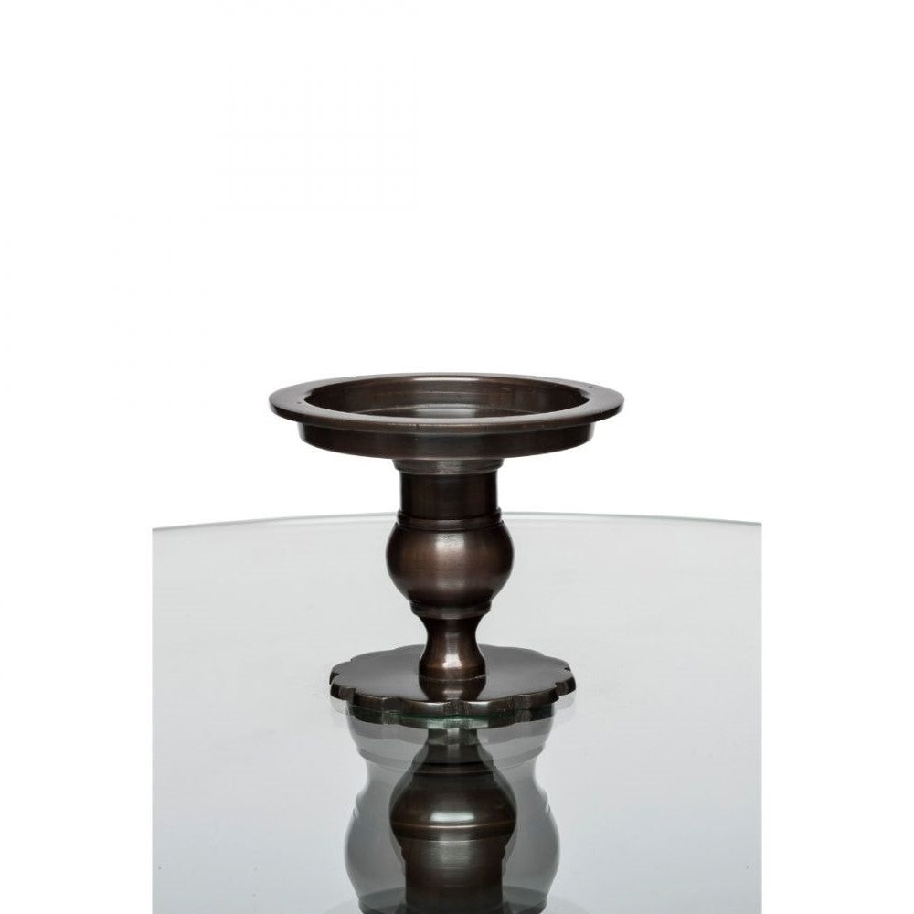 Tripod Round Glass Coffee Table With Candle Holder