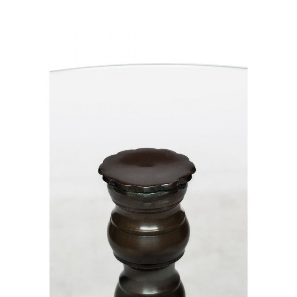 Tripod Round Glass Coffee Table With Candle Holder