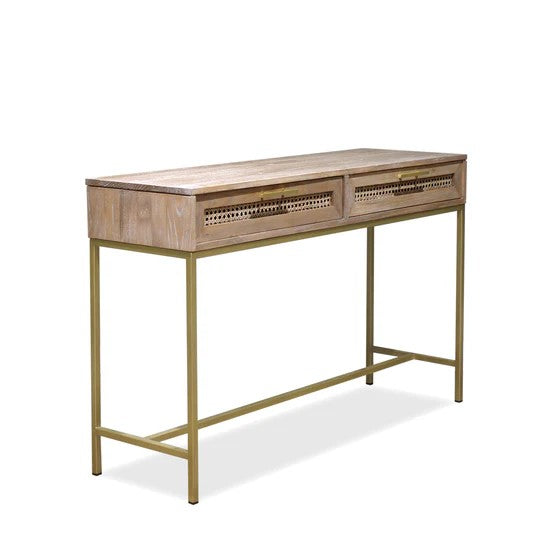 Tropical Retreat Mala Timber and Rattan Console Table