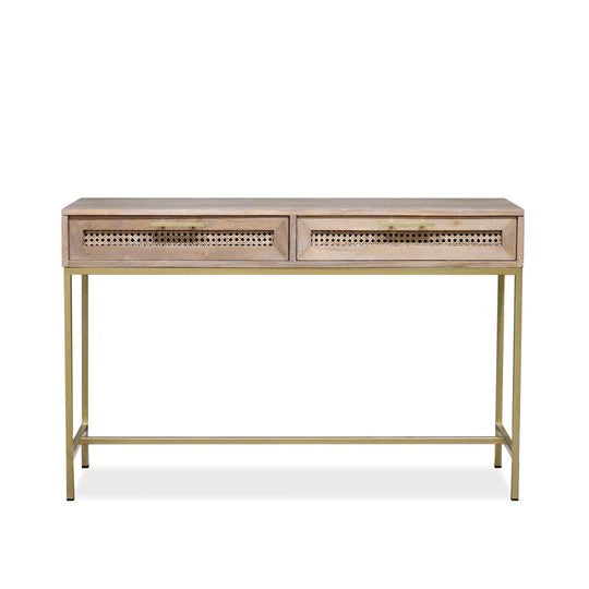 Tropical Retreat Mala Timber and Rattan Console Table