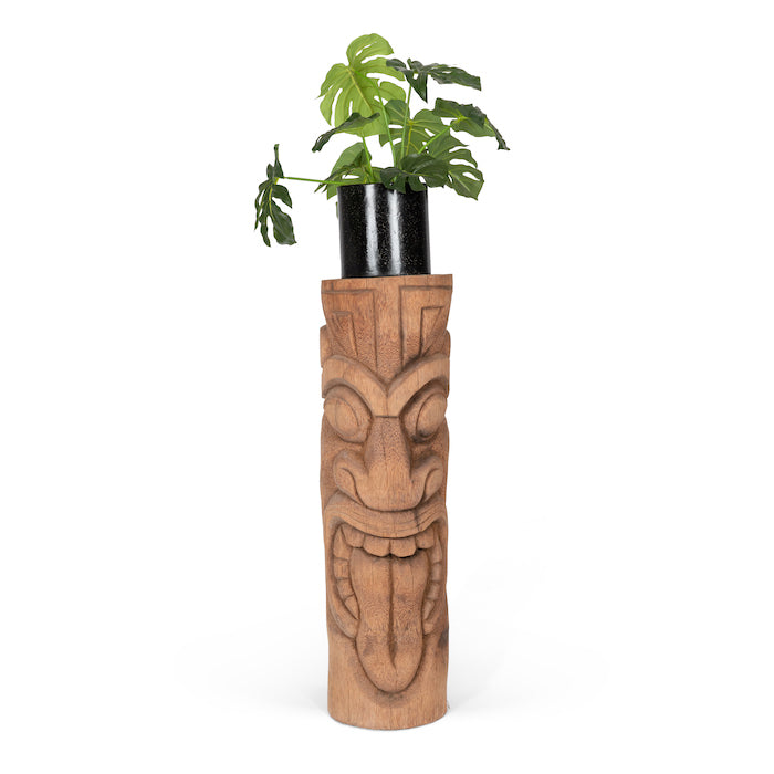 Tropical Tiki Coconut Log Carving Sculpture (Available in 2 Sizes)