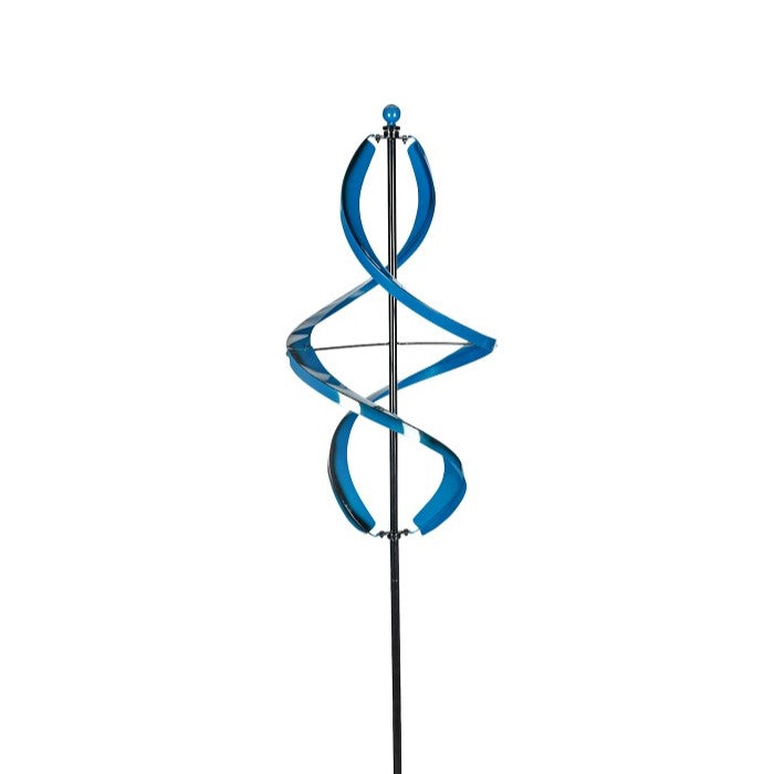 Twin Elongated Swirls Wind Spinner - Blue