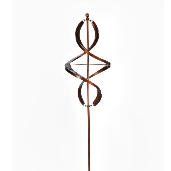 Twin Elongated Swirls Wind Spinner - Bronze