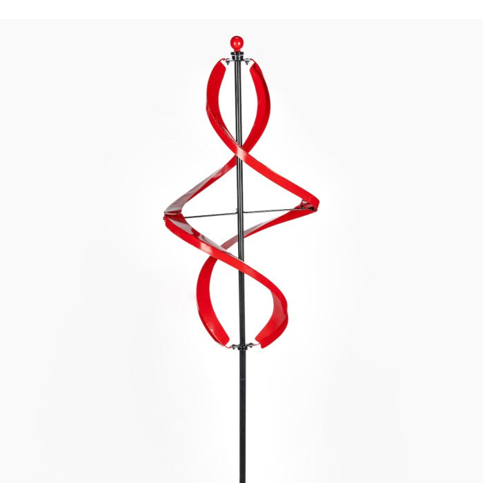 Twin Elongated Swirls Wind Spinner - Red