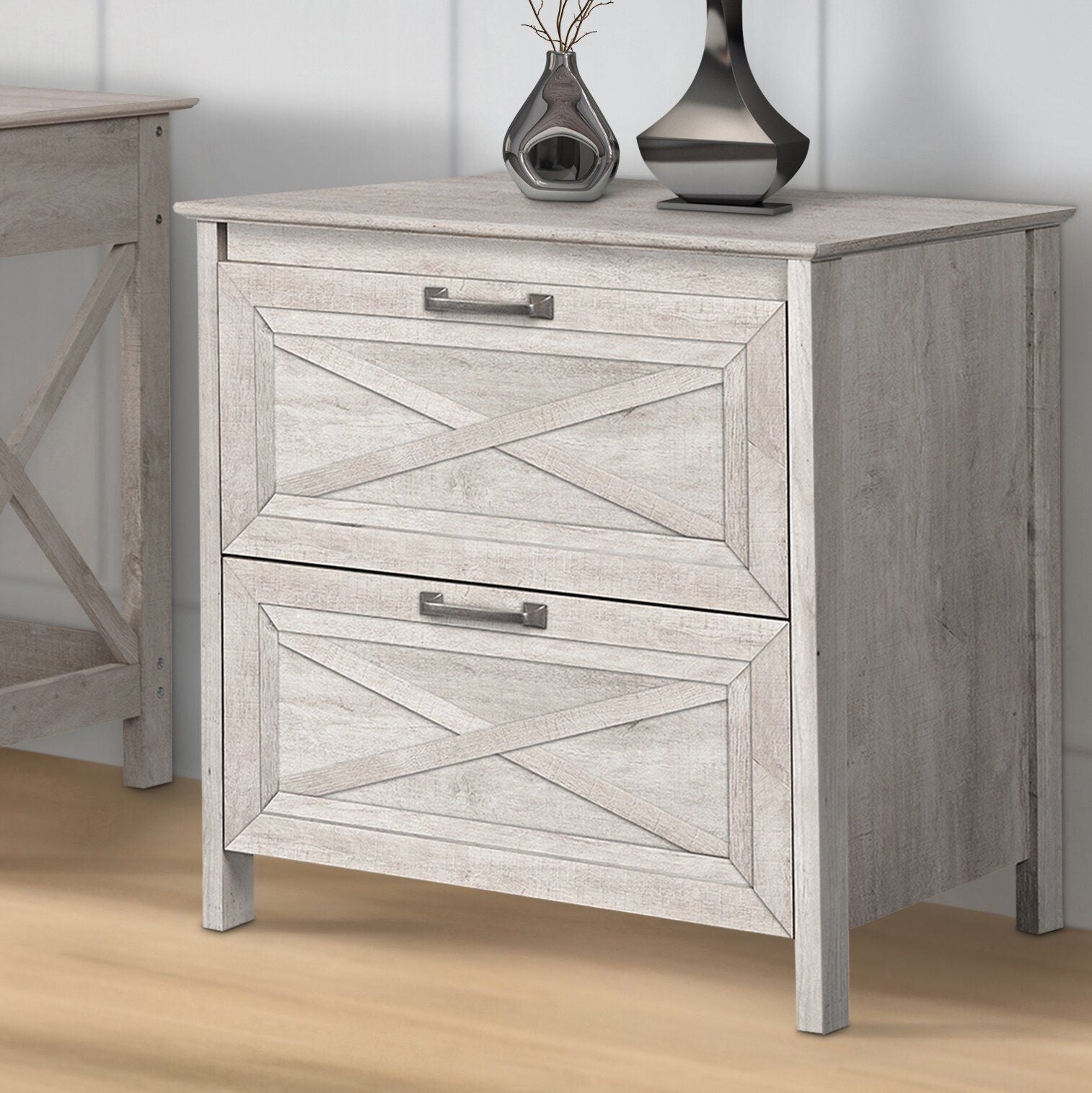 Two Draw Filing Cabinet in Washed Grey