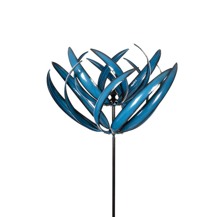 Two Layer Lotus Shape Garden Wind Spinner - Blue