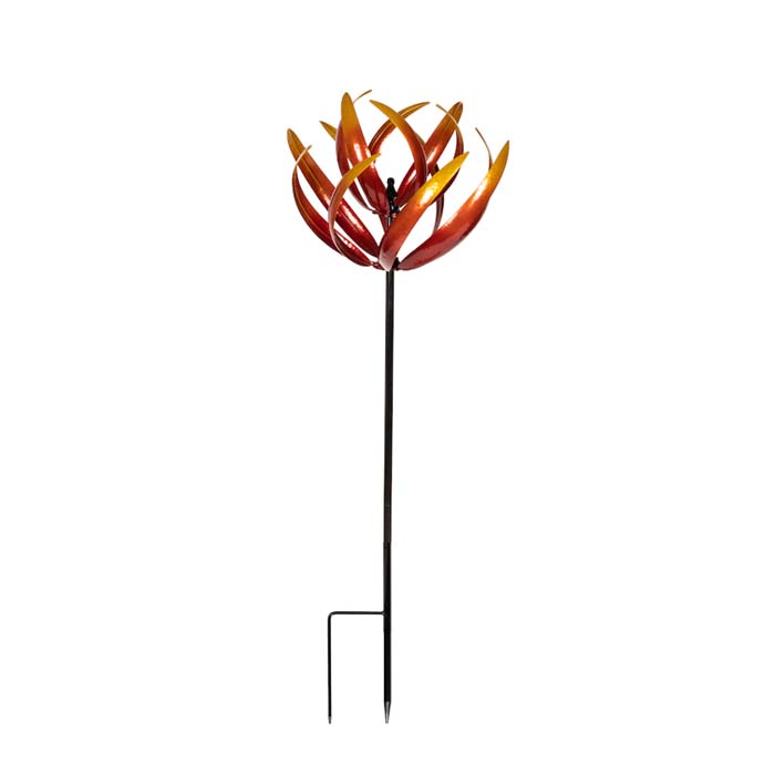 Two Layer Lotus Shape Garden Wind Spinner - Flame