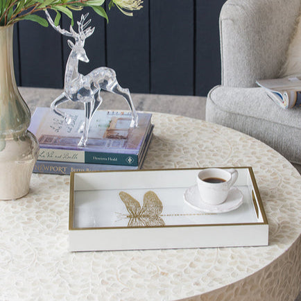 Understated Grace Printed Gold Dragonfly Tray - 40cms