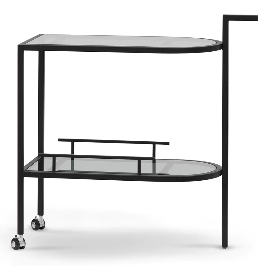 Unique Black Glass Metal Bar Cart