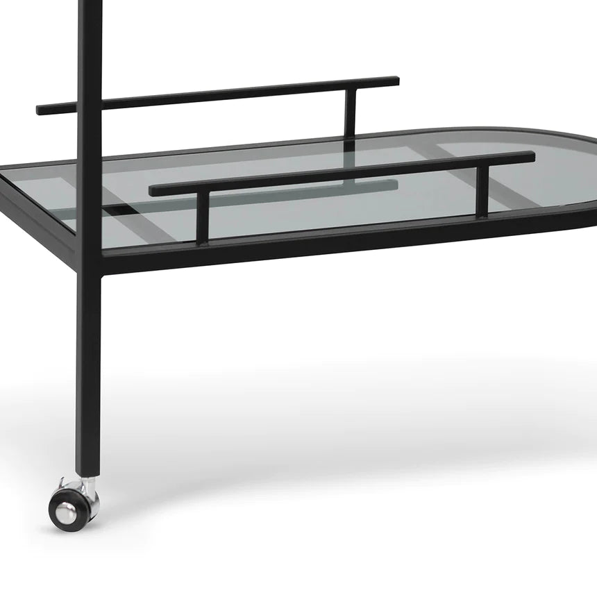 Unique Black Glass Metal Bar Cart