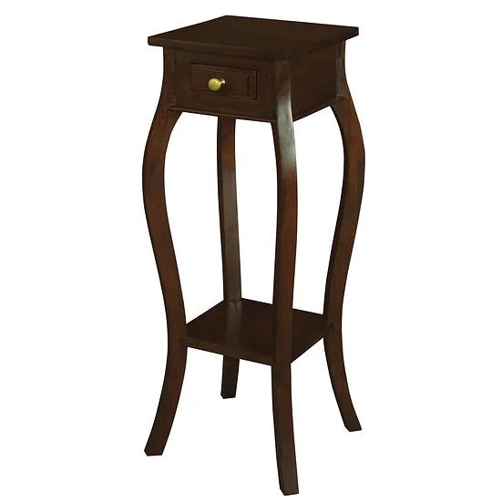 Unique Style 1 Drawer Cabriol Leg Plant Stand - Brown