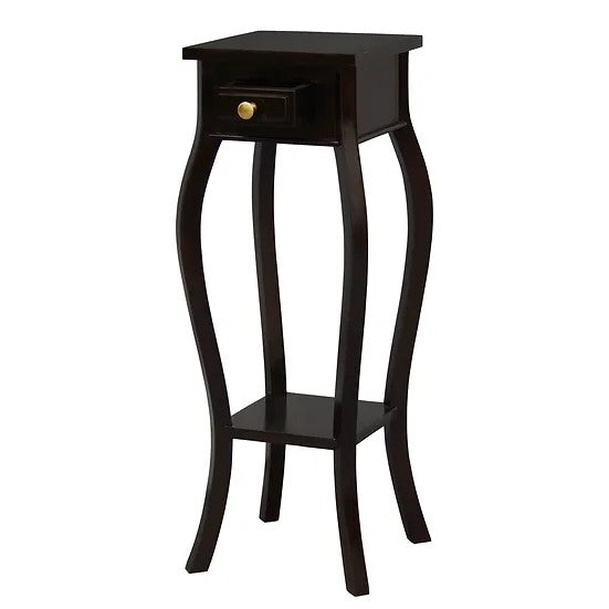 Unique Style 1 Drawer Cabriol Leg Plant Stand - Dark Brown