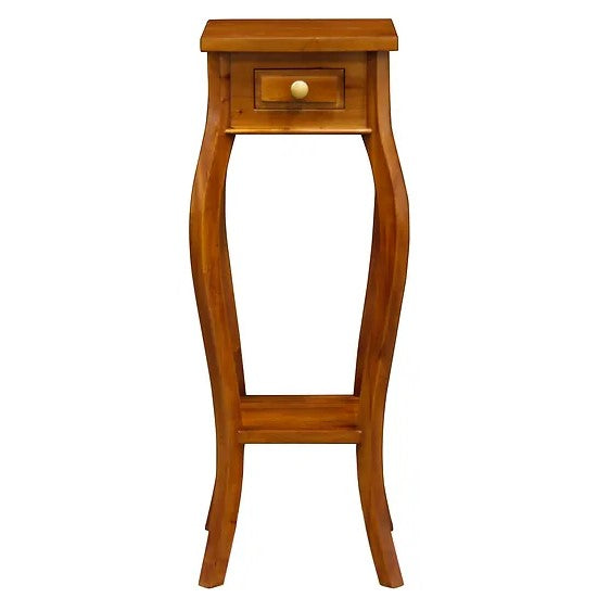 Unique Style 1 Drawer Cabriol Leg Plant Stand - Light Brown