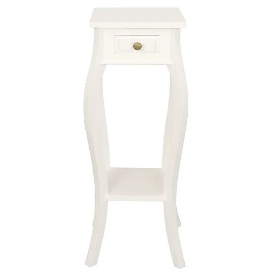 Unique Style 1 Drawer Cabriol Leg Plant Stand - White