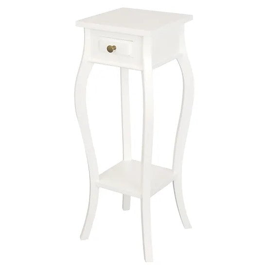 Unique Style 1 Drawer Cabriol Leg Plant Stand - White