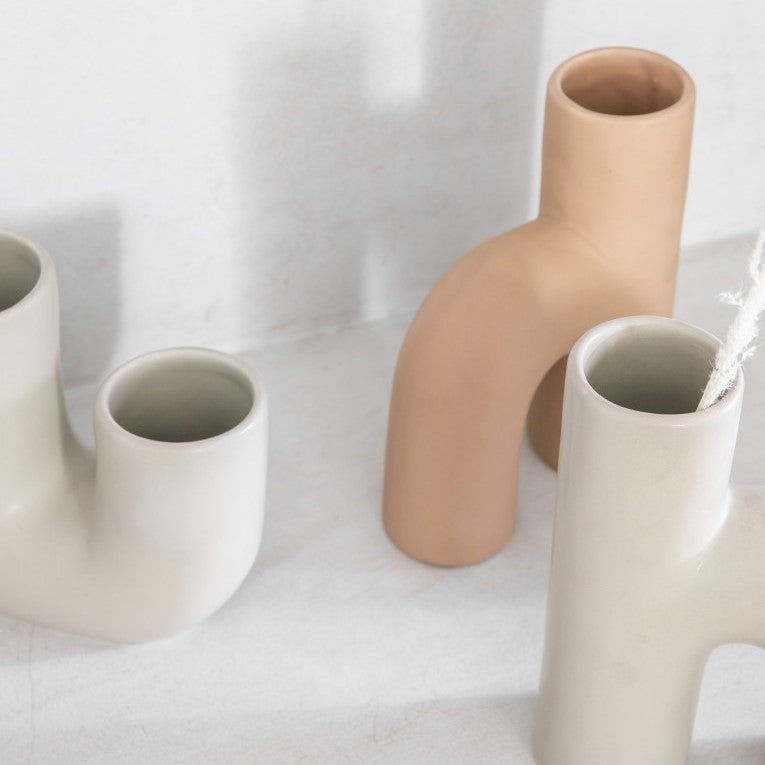 Unusual Ceramic Vase with a Subtle Matt Tone (Available in 2 Colors)