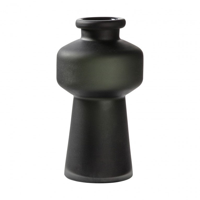 Unusual Glass Vase in Frosted Black (Available in 2 Sizes)