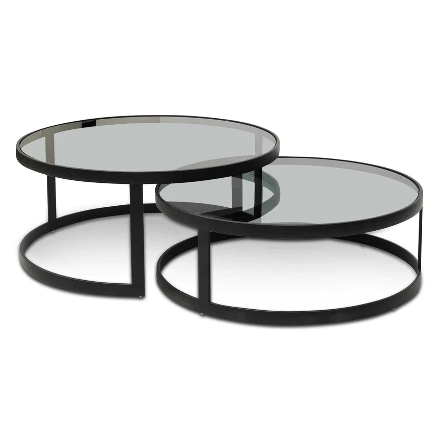 Unusual Stunning Black Coffee Table - Set of 2