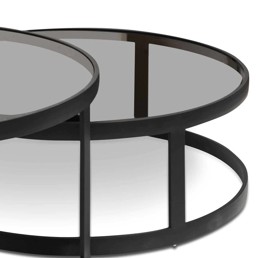 Unusual Stunning Black Coffee Table - Set of 2