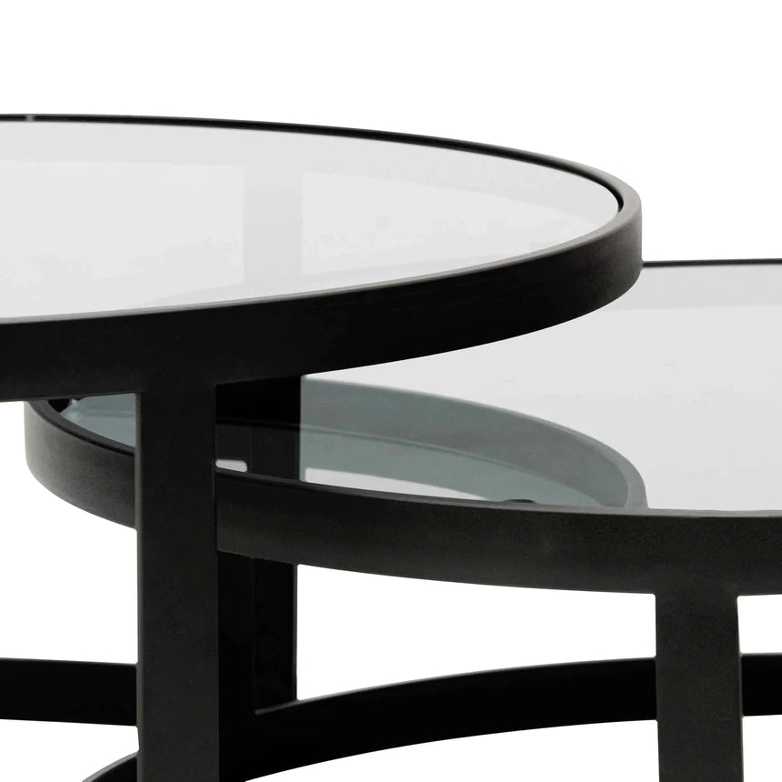 Unusual Stunning Black Coffee Table - Set of 2