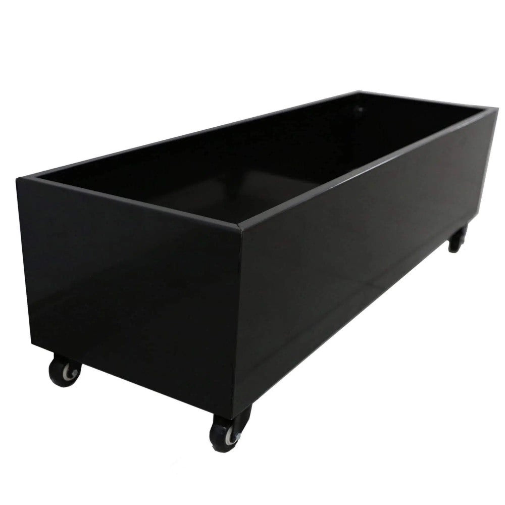 Urban Elegant Black Metal Planter Medium On Wheels