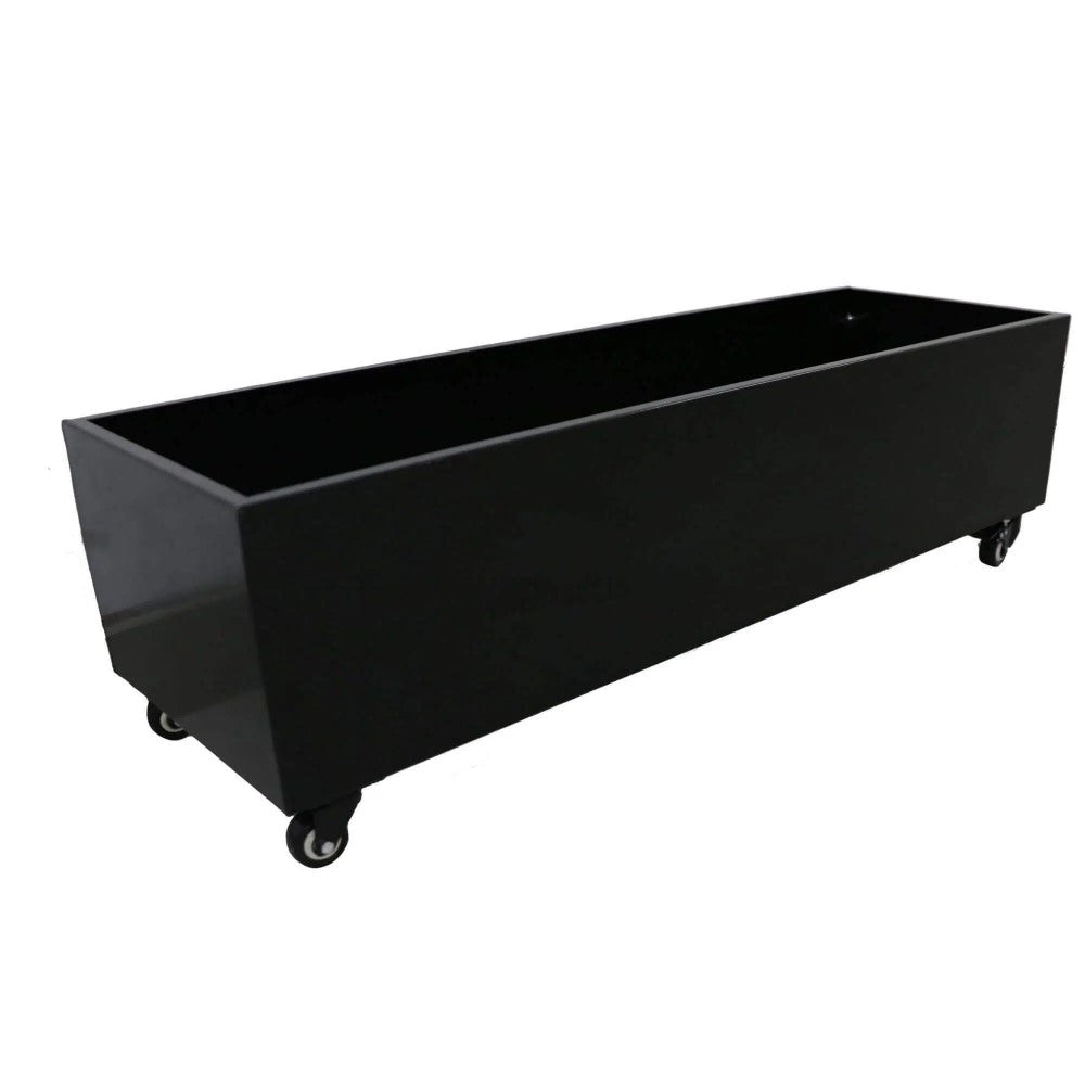 Urban Elegant Black Metal Planter Medium On Wheels