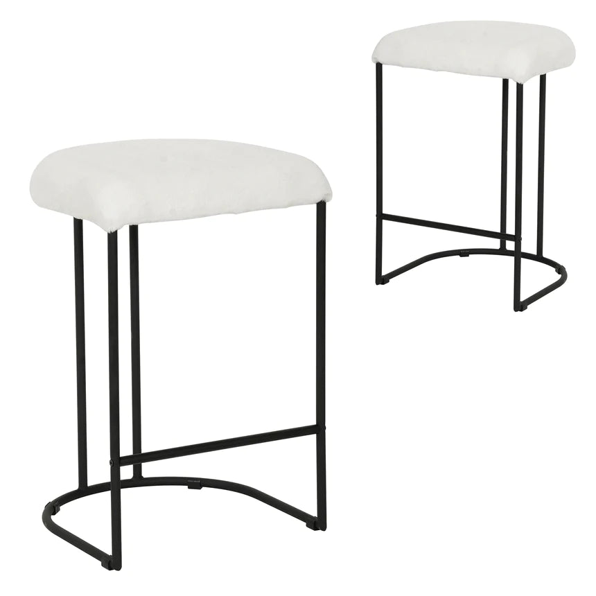 Urban Elevation Fur Bar Stool - White (Set of 2)