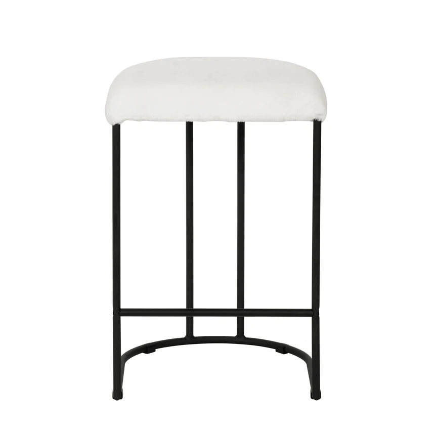 Urban Elevation Fur Bar Stool - White (Set of 2)