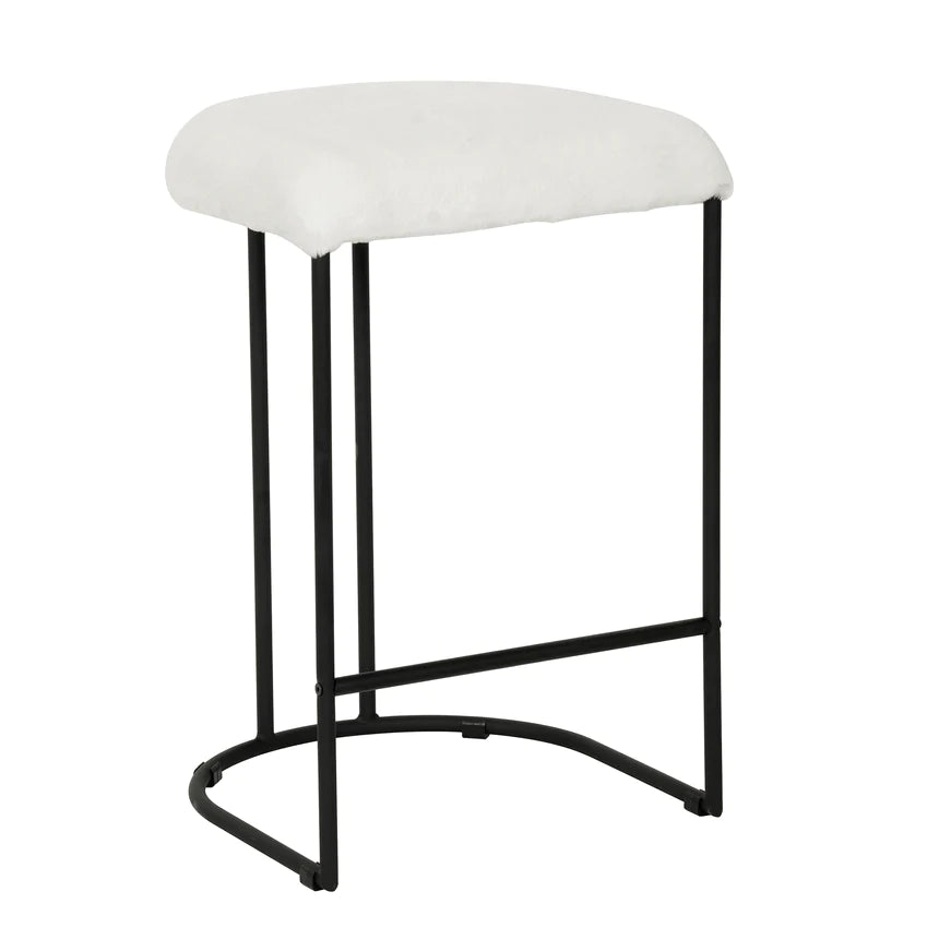 Urban Elevation Fur Bar Stool - White (Set of 2)