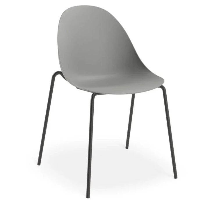 Urban Throne Grey Seat 4 Post Black Base Dining Chair