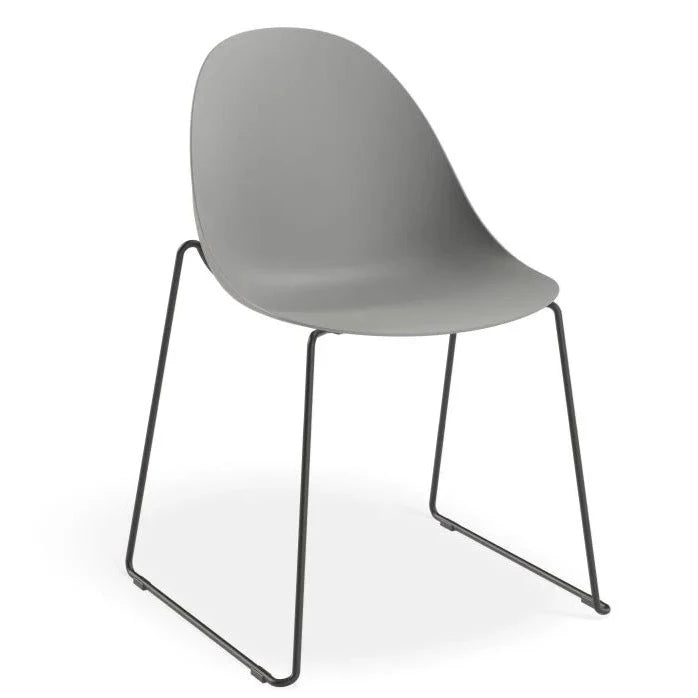 Urban Throne Grey Sled Base - Black Dining Chair