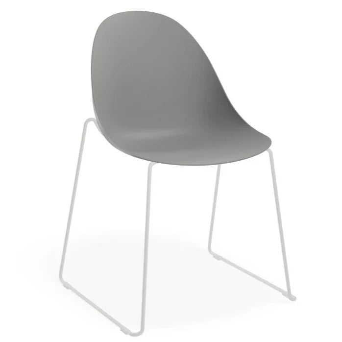 Urban Throne Grey Sled Base - White Dining Chair