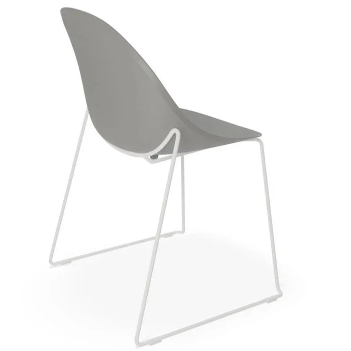 Urban Throne Grey Sled Base - White Dining Chair