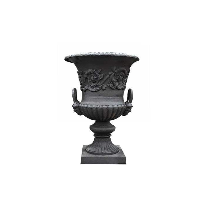 Urn Milano Cast Iron Black Garden Decor