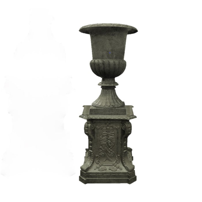 Urn Romano Cast Iron Antique - Black