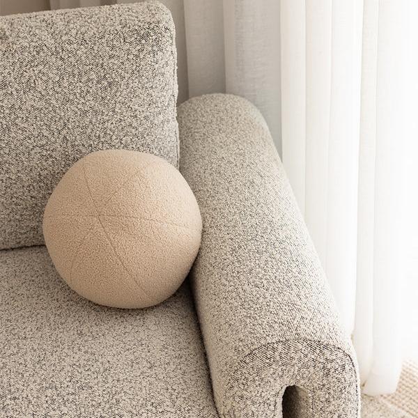 Vanilla Cream Boucle Ball Cushion with Insert - 30cms