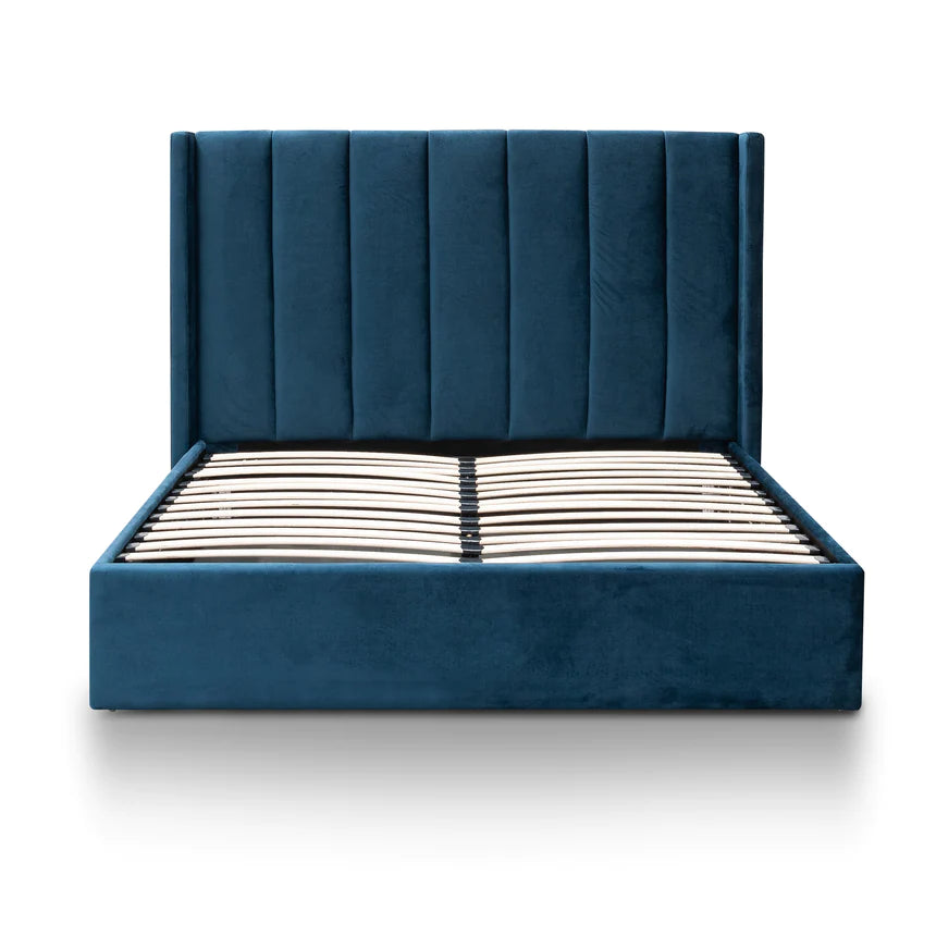 Velvet Bed Frames with Storage - Navy Blue (King)