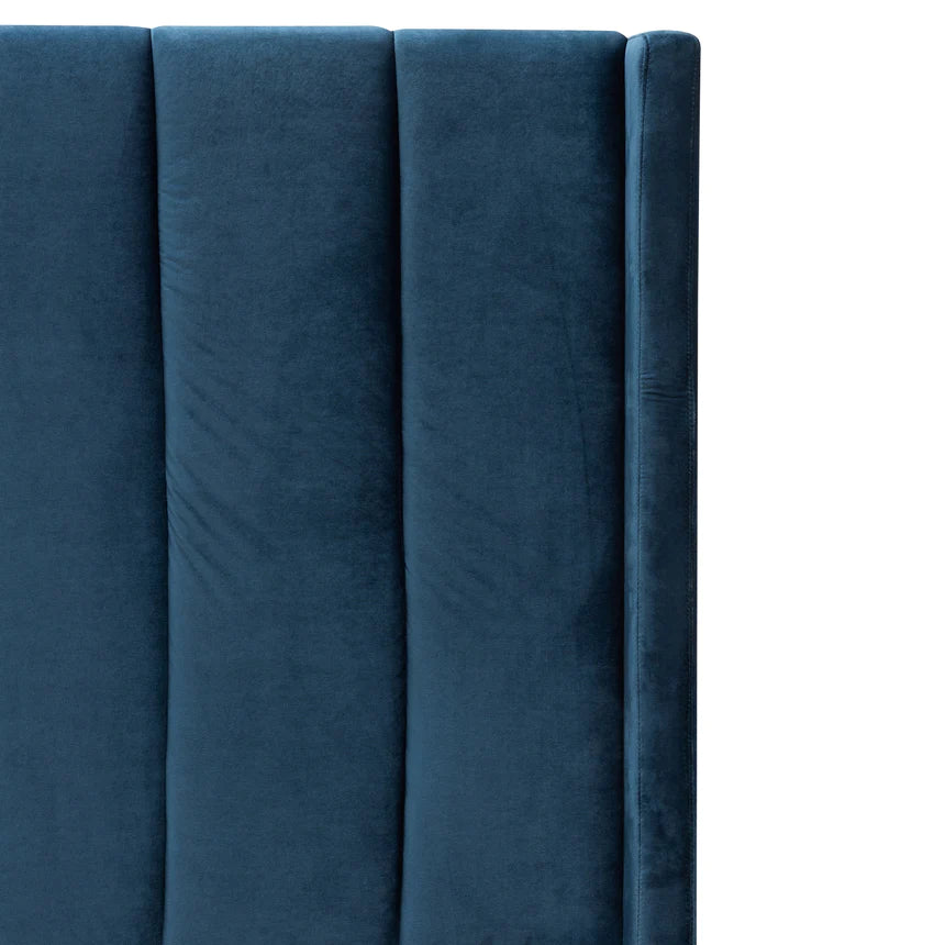 Velvet Bed Frames with Storage - Navy Blue (King)