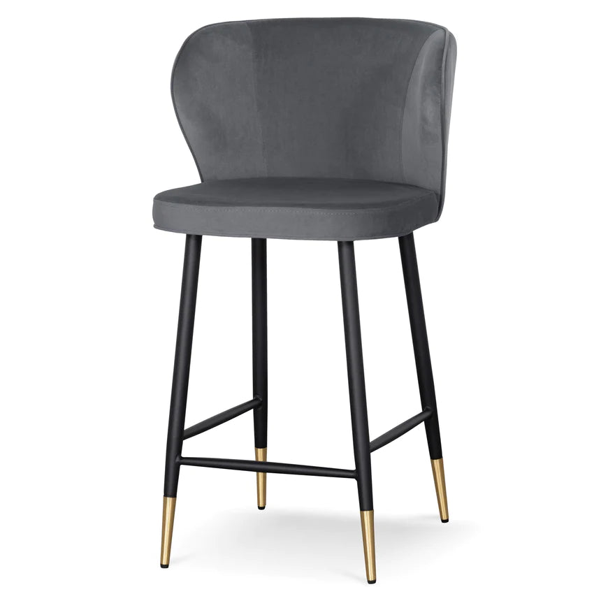 Velvet Bliss Bar Chair Stool - Grey