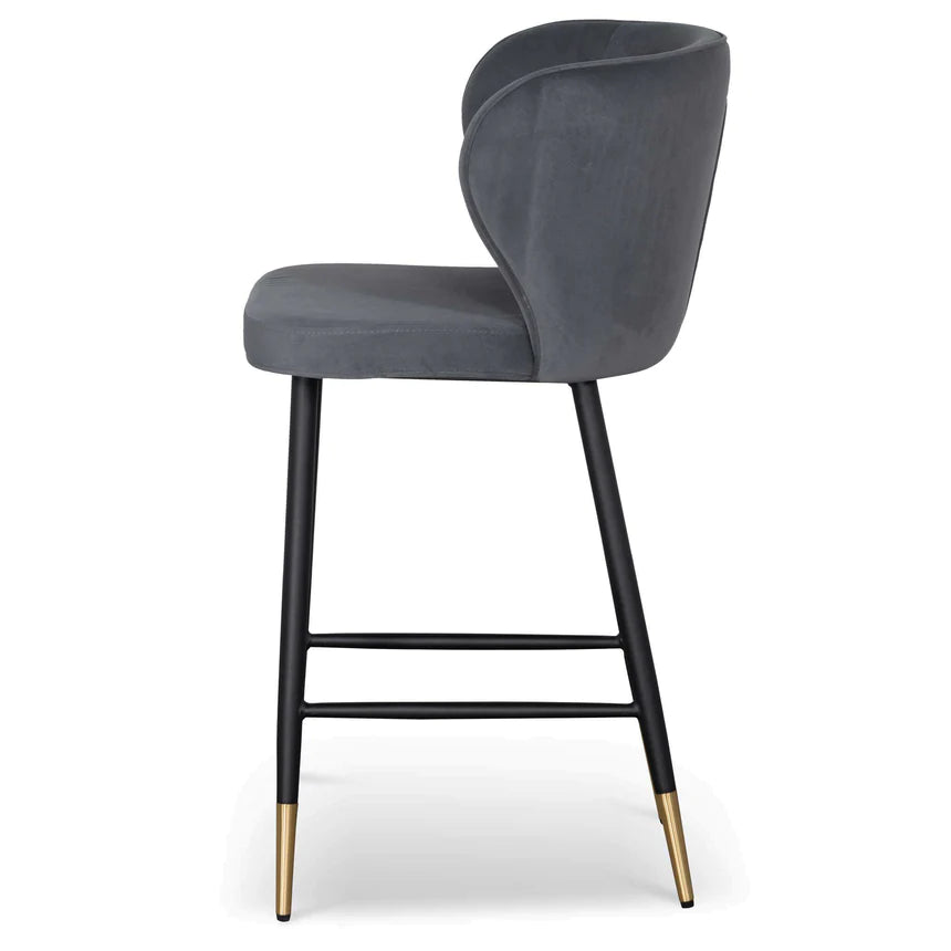 Velvet Bliss Bar Chair Stool - Grey