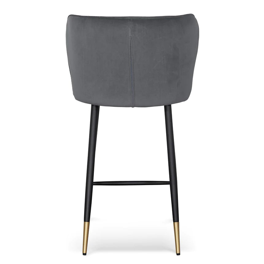 Velvet Bliss Bar Chair Stool - Grey