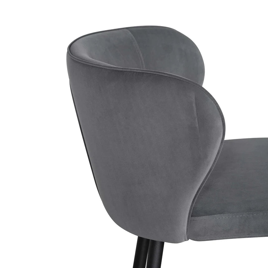 Velvet Bliss Bar Chair Stool - Grey