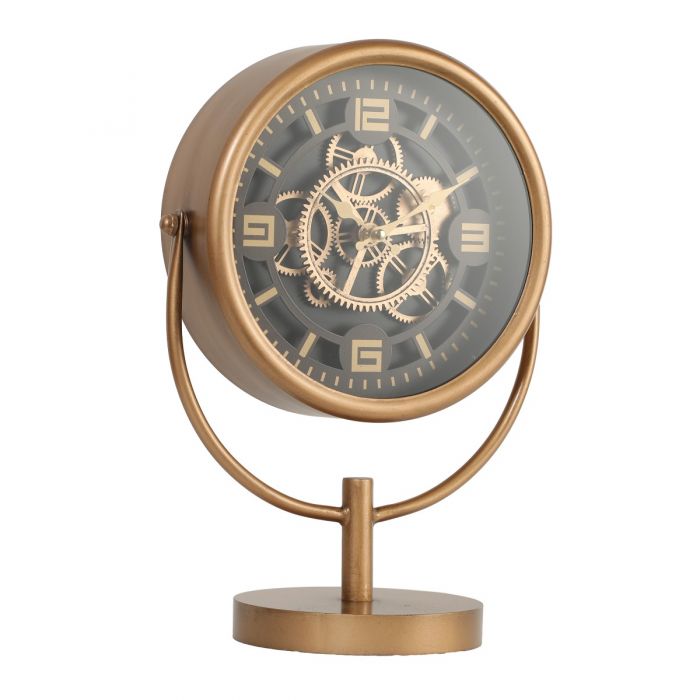 Venus Industrial Movement Clock with Footed Stem - Gold with Black