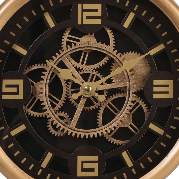 Venus Industrial Movement Clock with Footed Stem - Gold with Black