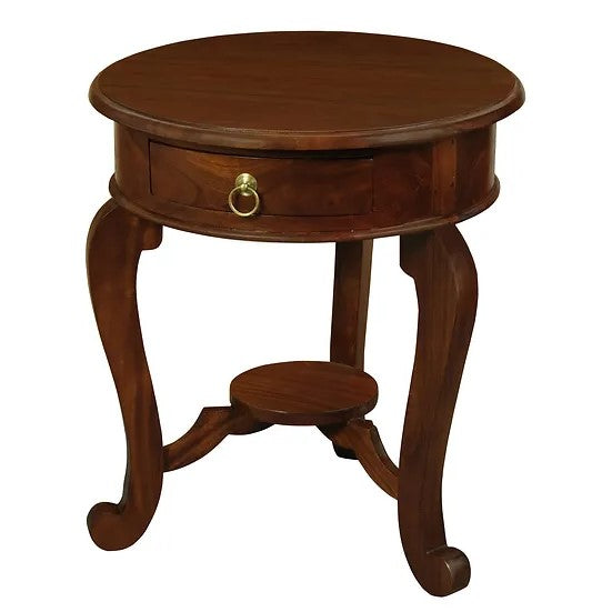 Versatile Cabriol Leg 1 Drawer Lamp Table - Brown