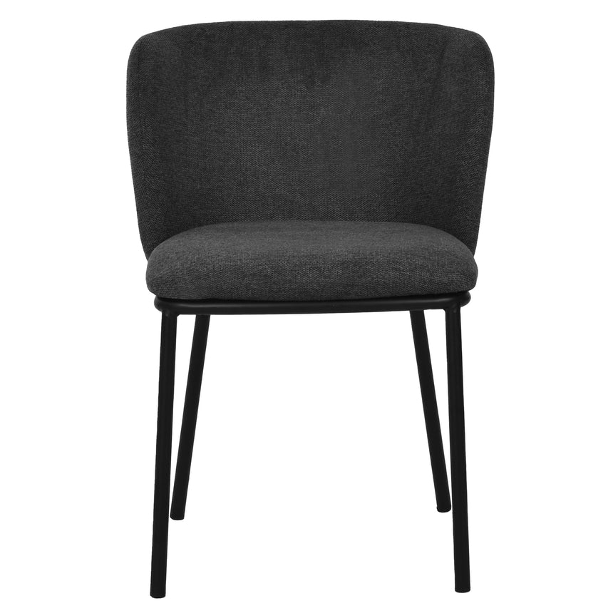 Versatile Dining Chair Set of 2 - Charcoal Grey Fabric with Black Legs