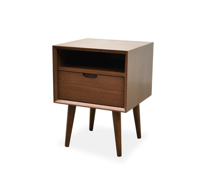 Versatile Wooden Bedside Table - Walnut