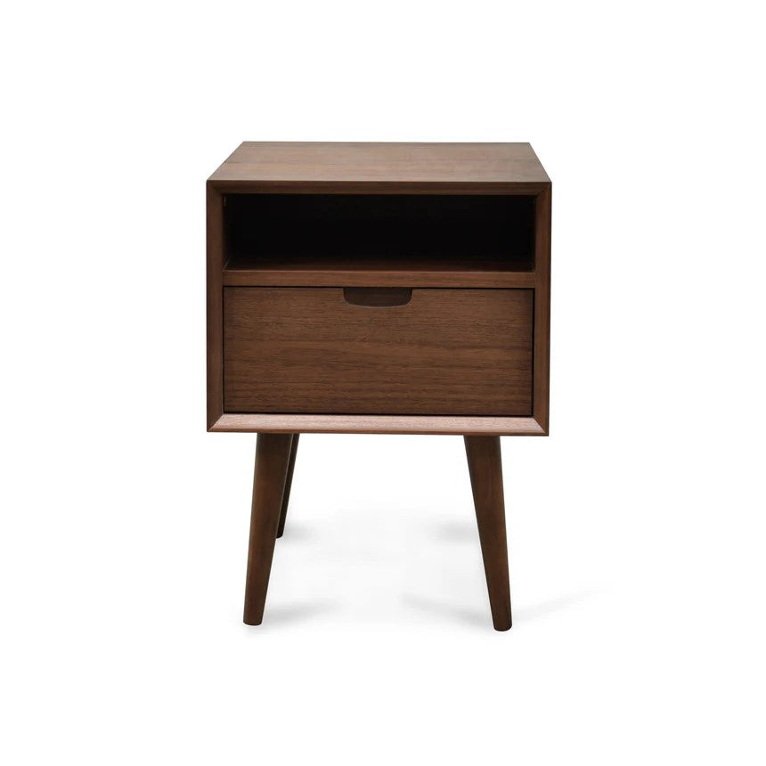 Versatile Wooden Bedside Table - Walnut