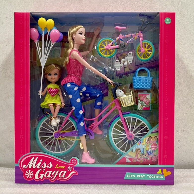 Vibrant Miss Gaga With Bicycle & Pets