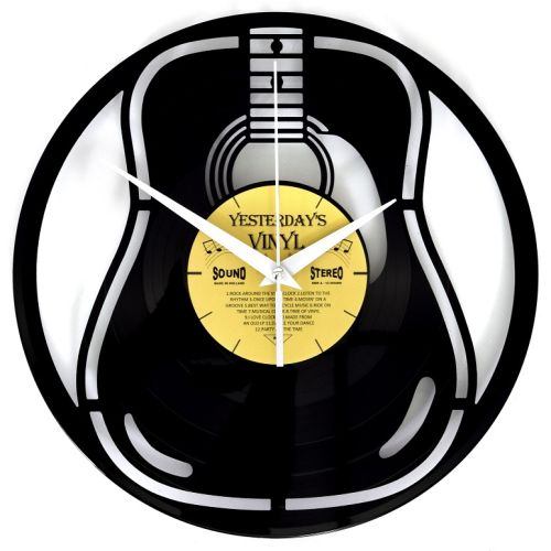 Vinyl Acoustic Guitar Designer Wall Clock - 30cms